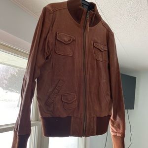 Fossil leather bomber jacket